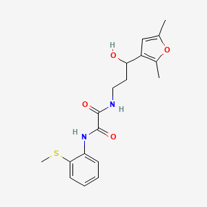 molecular formula C18H22N2O4S B2930840 N1-(3-(2,5-dimethylfuran-3-yl)-3-hydroxypropyl)-N2-(2-(methylthio)phenyl)oxalamide CAS No. 1421499-78-6
