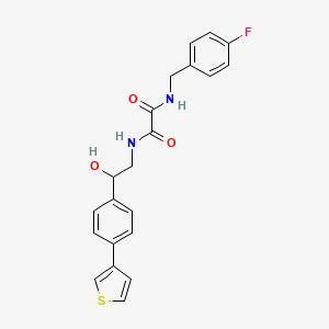 molecular formula C21H19FN2O3S B2930846 N'-[(4-fluorophenyl)methyl]-N-{2-hydroxy-2-[4-(thiophen-3-yl)phenyl]ethyl}ethanediamide CAS No. 2034435-81-7
