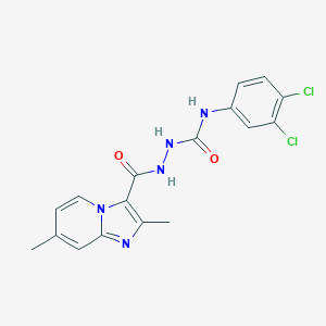 molecular formula C17H15Cl2N5O2 B293089 N-(3,4-dichlorophenyl)-2-[(2,7-dimethylimidazo[1,2-a]pyridin-3-yl)carbonyl]hydrazinecarboxamide 