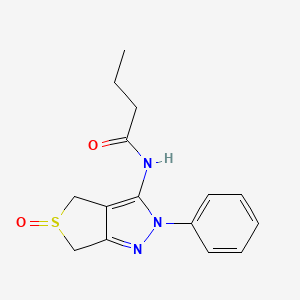 molecular formula C15H17N3O2S B2930901 N-{5-oxo-2-phenyl-2H,4H,6H-5lambda4-thieno[3,4-c]pyrazol-3-yl}butanamide CAS No. 1009580-96-4