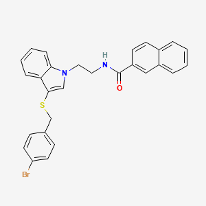molecular formula C28H23BrN2OS B2930934 N-[2-(3-{[(4-bromophenyl)methyl]sulfanyl}-1H-indol-1-yl)ethyl]naphthalene-2-carboxamide CAS No. 533865-26-8