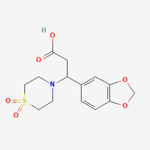 3-(1,3-Benzodioxol-5-yl)-3-(1,1-dioxo-1lambda~6~,4-thiazinan-4-yl)propanoic acid