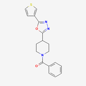 molecular formula C18H17N3O2S B2930948 Phenyl(4-(5-(thiophen-3-yl)-1,3,4-oxadiazol-2-yl)piperidin-1-yl)methanone CAS No. 1381330-66-0