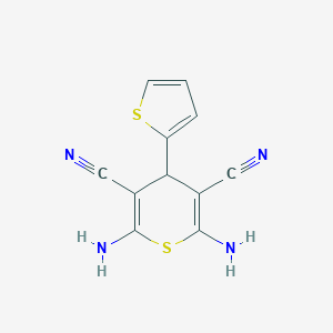 molecular formula C11H8N4S2 B2930953 2,6-diamino-4-(2-thienyl)-4H-thiopyran-3,5-dicarbonitrile CAS No. 127118-65-4