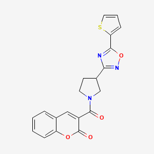 3-(3-(5-(thiophen-2-yl)-1,2,4-oxadiazol-3-yl)pyrrolidine-1-carbonyl)-2H-chromen-2-one