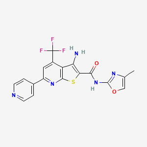 3-amino-N-(4-methyl-1,3-oxazol-2-yl)-6-(pyridin-4-yl)-4-(trifluoromethyl)thieno[2,3-b]pyridine-2-carboxamide