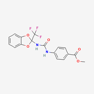 molecular formula C17H13F3N2O5 B2930990 methyl 4-({[2-(trifluoromethyl)-2H-1,3-benzodioxol-2-yl]carbamoyl}amino)benzoate CAS No. 438015-48-6