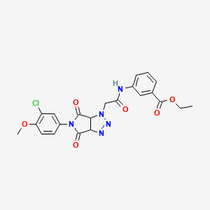 molecular formula C22H20ClN5O6 B2931018 ethyl 3-({[5-(3-chloro-4-methoxyphenyl)-4,6-dioxo-4,5,6,6a-tetrahydropyrrolo[3,4-d][1,2,3]triazol-1(3aH)-yl]acetyl}amino)benzoate CAS No. 1052614-63-7