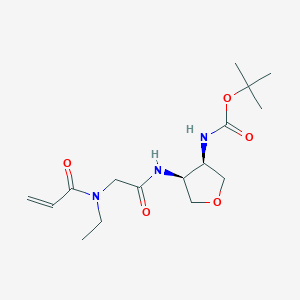 molecular formula C16H27N3O5 B2931028 Tert-butyl N-[(3R,4S)-4-[[2-[ethyl(prop-2-enoyl)amino]acetyl]amino]oxolan-3-yl]carbamate CAS No. 2361728-69-8