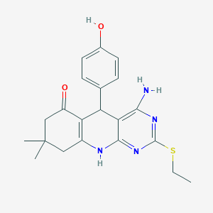 4-amino-2-(ethylsulfanyl)-5-(4-hydroxyphenyl)-8,8-dimethyl-5,8,9,10-tetrahydropyrimido[4,5-b]quinolin-6(7H)-one