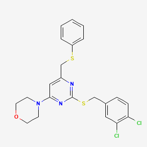 4-{2-[(3,4-Dichlorobenzyl)sulfanyl]-6-[(phenylsulfanyl)methyl]-4-pyrimidinyl}morpholine