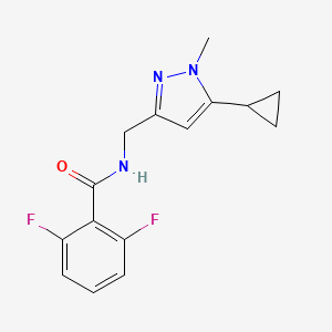 molecular formula C15H15F2N3O B2931046 N-((5-cyclopropyl-1-methyl-1H-pyrazol-3-yl)methyl)-2,6-difluorobenzamide CAS No. 1448028-10-1
