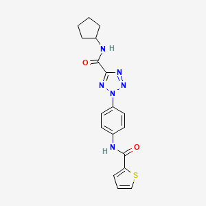 molecular formula C18H18N6O2S B2931080 N-cyclopentyl-2-(4-(thiophene-2-carboxamido)phenyl)-2H-tetrazole-5-carboxamide CAS No. 1396637-66-3
