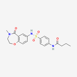 molecular formula C20H23N3O5S B2931109 N-{4-[(4-methyl-5-oxo-2,3,4,5-tetrahydro-1,4-benzoxazepin-7-yl)sulfamoyl]phenyl}butanamide CAS No. 922112-38-7