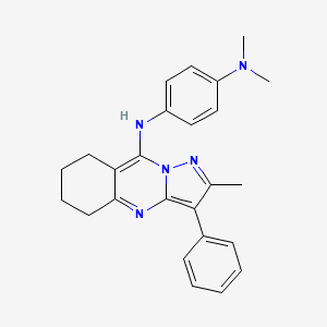 molecular formula C25H27N5 B2931135 N1,N1-DIMETHYL-N4-{2-METHYL-3-PHENYL-5H,6H,7H,8H-PYRAZOLO[3,2-B]QUINAZOLIN-9-YL}BENZENE-1,4-DIAMINE CAS No. 896855-62-2