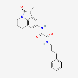 molecular formula C23H25N3O3 B2931148 N-{3-methyl-2-oxo-1-azatricyclo[6.3.1.0^{4,12}]dodeca-4,6,8(12)-trien-6-yl}-N'-(3-phenylpropyl)ethanediamide CAS No. 898454-85-8