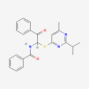 molecular formula C23H23N3O2S B2931167 N-(1-{[6-methyl-2-(propan-2-yl)pyrimidin-4-yl]sulfanyl}-2-oxo-2-phenylethyl)benzamide CAS No. 325854-03-3