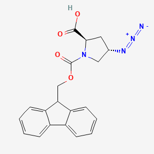molecular formula C20H18N4O4 B2931176 (2R,4S)-Fmoc-D-Pro(4-N3)-OH CAS No. 2137142-63-1