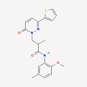 molecular formula C20H21N3O3S B2931189 N-(2-methoxy-5-methylphenyl)-2-methyl-3-(6-oxo-3-(thiophen-2-yl)pyridazin-1(6H)-yl)propanamide CAS No. 1286703-87-4