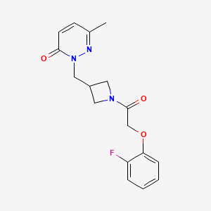 molecular formula C17H18FN3O3 B2931201 2-({1-[2-(2-Fluorophenoxy)acetyl]azetidin-3-yl}methyl)-6-methyl-2,3-dihydropyridazin-3-one CAS No. 2320174-39-6