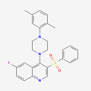 molecular formula C27H26FN3O2S B2931218 3-(Benzenesulfonyl)-4-[4-(2,5-dimethylphenyl)piperazin-1-yl]-6-fluoroquinoline CAS No. 866844-35-1