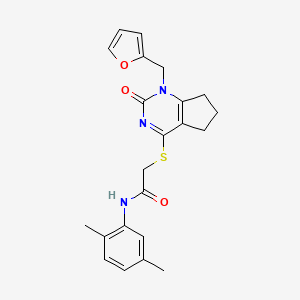 molecular formula C22H23N3O3S B2931230 N-(2,5-dimethylphenyl)-2-({1-[(furan-2-yl)methyl]-2-oxo-1H,2H,5H,6H,7H-cyclopenta[d]pyrimidin-4-yl}sulfanyl)acetamide CAS No. 946326-10-9