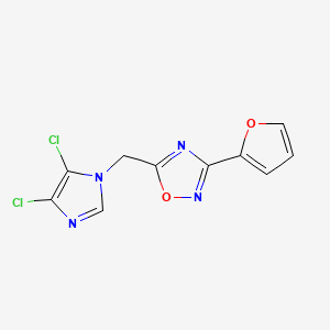 molecular formula C10H6Cl2N4O2 B2931246 5-((4,5-dichloro-1H-imidazol-1-yl)methyl)-3-(furan-2-yl)-1,2,4-oxadiazole CAS No. 1219587-99-1