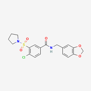 N-(1,3-benzodioxol-5-ylmethyl)-4-chloro-3-pyrrolidin-1-ylsulfonylbenzamide