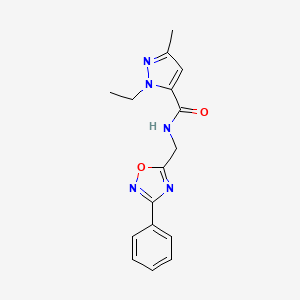 1-ethyl-3-methyl-N-((3-phenyl-1,2,4-oxadiazol-5-yl)methyl)-1H-pyrazole-5-carboxamide
