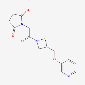 molecular formula C15H17N3O4 B2931291 1-(2-Oxo-2-{3-[(pyridin-3-yloxy)methyl]azetidin-1-yl}ethyl)pyrrolidine-2,5-dione CAS No. 2379970-44-0