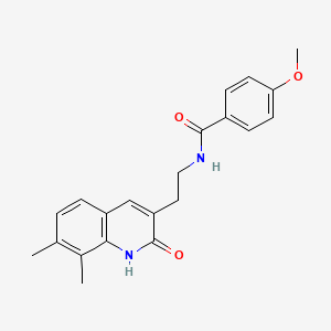 molecular formula C21H22N2O3 B2931292 N-[2-(7,8-dimethyl-2-oxo-1,2-dihydroquinolin-3-yl)ethyl]-4-methoxybenzamide CAS No. 851407-39-1