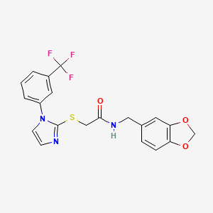 N-(benzo[d][1,3]dioxol-5-ylmethyl)-2-((1-(3-(trifluoromethyl)phenyl)-1H-imidazol-2-yl)thio)acetamide