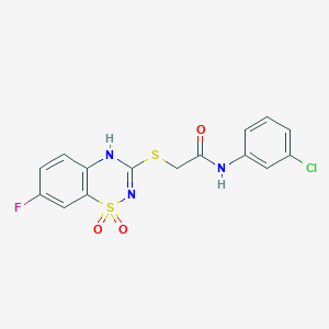 molecular formula C15H11ClFN3O3S2 B2931324 N-(3-chlorophenyl)-2-[(7-fluoro-1,1-dioxo-4H-1lambda6,2,4-benzothiadiazin-3-yl)sulfanyl]acetamide CAS No. 886953-84-0