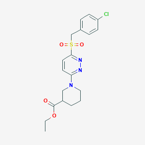 molecular formula C19H22ClN3O4S B2931336 Ethyl 1-(6-((4-chlorobenzyl)sulfonyl)pyridazin-3-yl)piperidine-3-carboxylate CAS No. 1040654-92-9