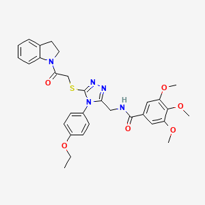 molecular formula C31H33N5O6S B2931339 N-((4-(4-ethoxyphenyl)-5-((2-(indolin-1-yl)-2-oxoethyl)thio)-4H-1,2,4-triazol-3-yl)methyl)-3,4,5-trimethoxybenzamide CAS No. 309968-25-0