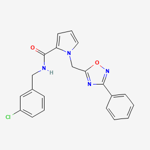 molecular formula C21H17ClN4O2 B2931355 N-(3-chlorobenzyl)-1-[(3-phenyl-1,2,4-oxadiazol-5-yl)methyl]-1H-pyrrole-2-carboxamide CAS No. 1396864-11-1