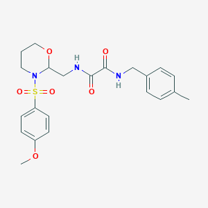 molecular formula C22H27N3O6S B2931370 N1-((3-((4-methoxyphenyl)sulfonyl)-1,3-oxazinan-2-yl)methyl)-N2-(4-methylbenzyl)oxalamide CAS No. 869071-50-1