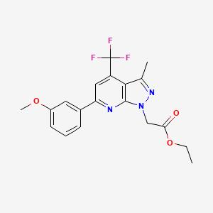molecular formula C19H18F3N3O3 B2931386 Ethyl 2-(6-(3-methoxyphenyl)-3-methyl-4-(trifluoromethyl)-1H-pyrazolo[3,4-b]pyridin-1-yl)acetate CAS No. 1011392-42-9