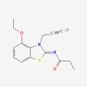 molecular formula C15H16N2O2S B2931391 N-[(2Z)-4-ethoxy-3-(prop-2-yn-1-yl)-2,3-dihydro-1,3-benzothiazol-2-ylidene]propanamide CAS No. 868674-36-6