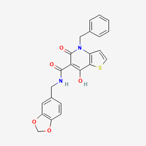 molecular formula C23H18N2O5S B2931395 N-[(2H-1,3-benzodioxol-5-yl)methyl]-4-benzyl-7-hydroxy-5-oxo-4H,5H-thieno[3,2-b]pyridine-6-carboxamide CAS No. 1251681-62-5