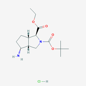 molecular formula C15H27ClN2O4 B2931429 rac-2-tert-butyl1-ethyl(1R,3aS,4S,6aR)-4-amino-octahydrocyclopenta[c]pyrrole-1,2-dicarboxylatehydrochloride CAS No. 2580093-74-7