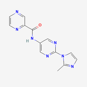 molecular formula C13H11N7O B2931437 N-(2-(2-methyl-1H-imidazol-1-yl)pyrimidin-5-yl)pyrazine-2-carboxamide CAS No. 1421527-94-7