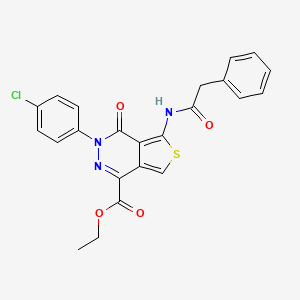 molecular formula C23H18ClN3O4S B2931472 Ethyl 3-(4-chlorophenyl)-4-oxo-5-(2-phenylacetamido)-3,4-dihydrothieno[3,4-d]pyridazine-1-carboxylate CAS No. 851950-73-7