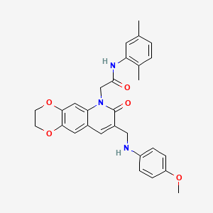 molecular formula C29H29N3O5 B2931481 N-(2,5-dimethylphenyl)-2-(8-{[(4-methoxyphenyl)amino]methyl}-7-oxo-2H,3H,6H,7H-[1,4]dioxino[2,3-g]quinolin-6-yl)acetamide CAS No. 894560-44-2