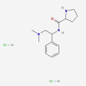 molecular formula C15H25Cl2N3O B2931529 N-[2-(dimethylamino)-1-phenylethyl]pyrrolidine-2-carboxamide dihydrochloride CAS No. 1803571-93-8