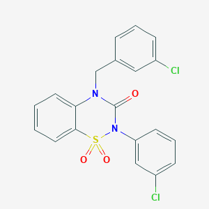 B2931540 4-(3-chlorobenzyl)-2-(3-chlorophenyl)-2H-1,2,4-benzothiadiazin-3(4H)-one 1,1-dioxide CAS No. 893789-59-8