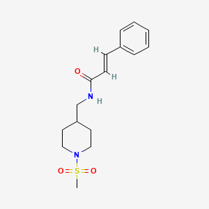 molecular formula C16H22N2O3S B2931545 N-((1-(methylsulfonyl)piperidin-4-yl)methyl)cinnamamide CAS No. 1235683-31-4
