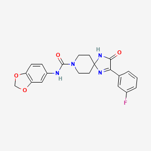 molecular formula C21H19FN4O4 B2931589 N-(2H-1,3-benzodioxol-5-yl)-2-(3-fluorophenyl)-3-oxo-1,4,8-triazaspiro[4.5]dec-1-ene-8-carboxamide CAS No. 1184970-23-7