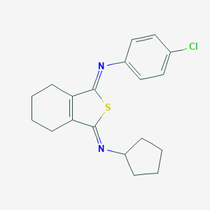 molecular formula C19H21ClN2S B293161 N-(4-chlorophenyl)-N-(3-(cyclopentylimino)-4,5,6,7-tetrahydro-2-benzothien-1(3H)-ylidene)amine 