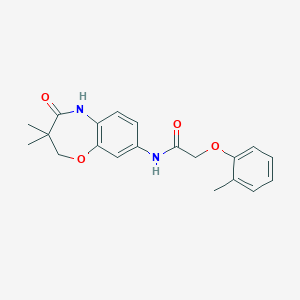 molecular formula C20H22N2O4 B2931637 N-(3,3-dimethyl-4-oxo-2,3,4,5-tetrahydro-1,5-benzoxazepin-8-yl)-2-(2-methylphenoxy)acetamide CAS No. 921811-13-4